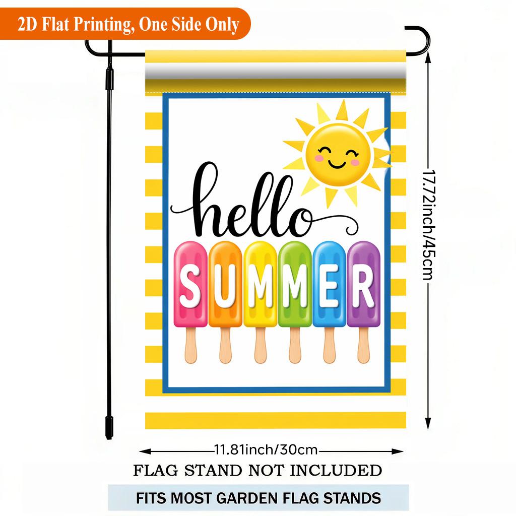 Hello Summer Single Sided Polyester , Holiday Yard Garden Flag - Single-Sided, Polyester, Outdoor Yard Decor
