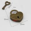 Антикварный стиль Сердце Форма Навесной замок Винтажный замок Романтический милый дневник Навесные замки с ключом Замок с ключом для шкатулки для драгоценностей чемодана