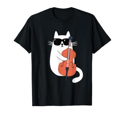 Кот и контрабас кот и солнцезащитные очки любитель кошек владелец кошки контрабас контрабас джазовая музыка кот кот футболка