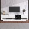 TV Cabinet, Lowboard, Combination in High Gloss White and Black. Color Blocking Design, Drawers, Compartments, Multiple Storage Spaces.
