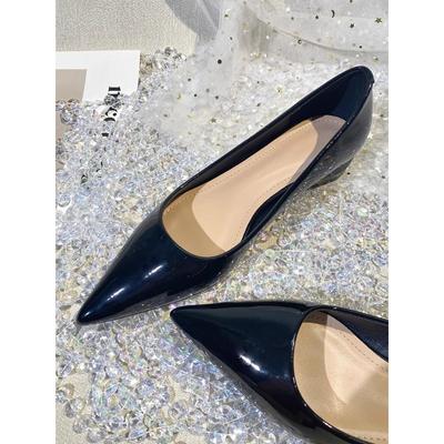 Весенние новые мягкие кожаные черные туфли с заостренным носком и неглубоким носком на высоком каблуке, женские туфли-шпильки, универсальные рабочие туфли