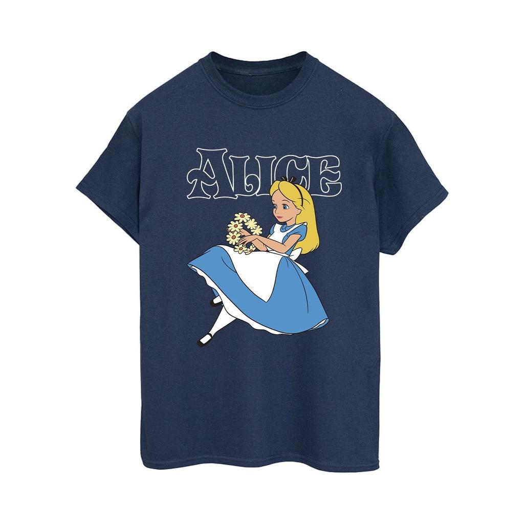 Disney Womens/Ladies Alice In Wonderland Flowers Cotton Boyfriend T-Shirt