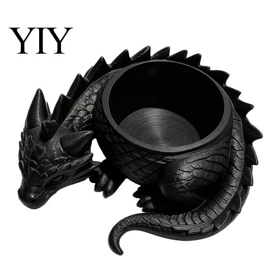 Dragon-shaped Flower Pot 3D Printed Pot, Fairy Tale Style Dragon-Shaped Planter Dragon Scale Texture with Breathable Design, Small Plant Container for