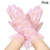 UV Protection Mittens Lace Gloves White Bride Gloves Rose Flower Pattern Party Dressy Gloves