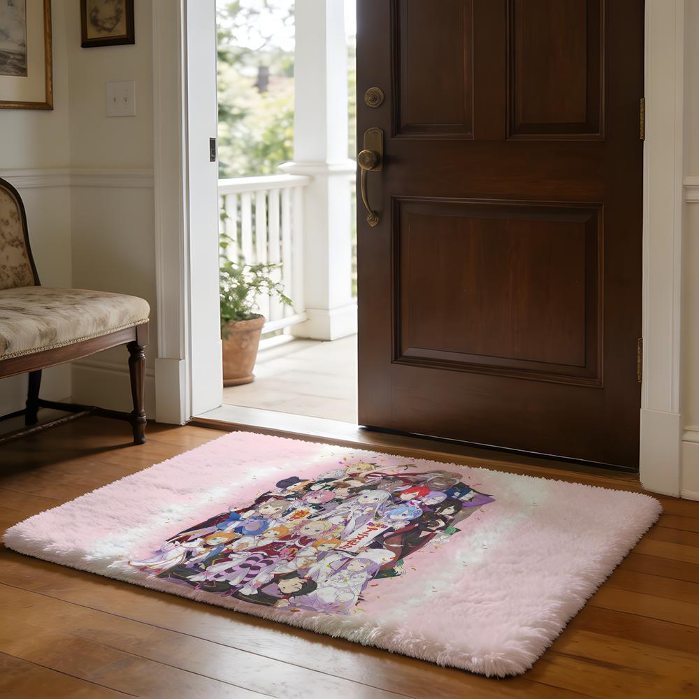 Floor Mat Soft Flannel Rug Non-Slip Absorbent Mat for Bathroom Bedroom Home Decor Anime R-ReZ-ZeroS