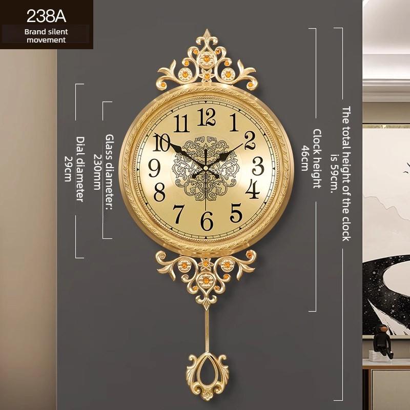 Brass Wall Clock Living Room Fashion Light Luxury Wall Watch Luxury Bedroom Silent Swing Clocks Entrance Decoration Ornaments