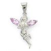 [Q9405] - Silver Pendant 'Tinkerbell' Pink Silver (rhodium Plated) - 25x15 Mm