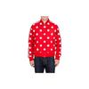 Leather Track Jacket With Polka Dot Zip And Stand Collar Men Outerwear Red Ab1618