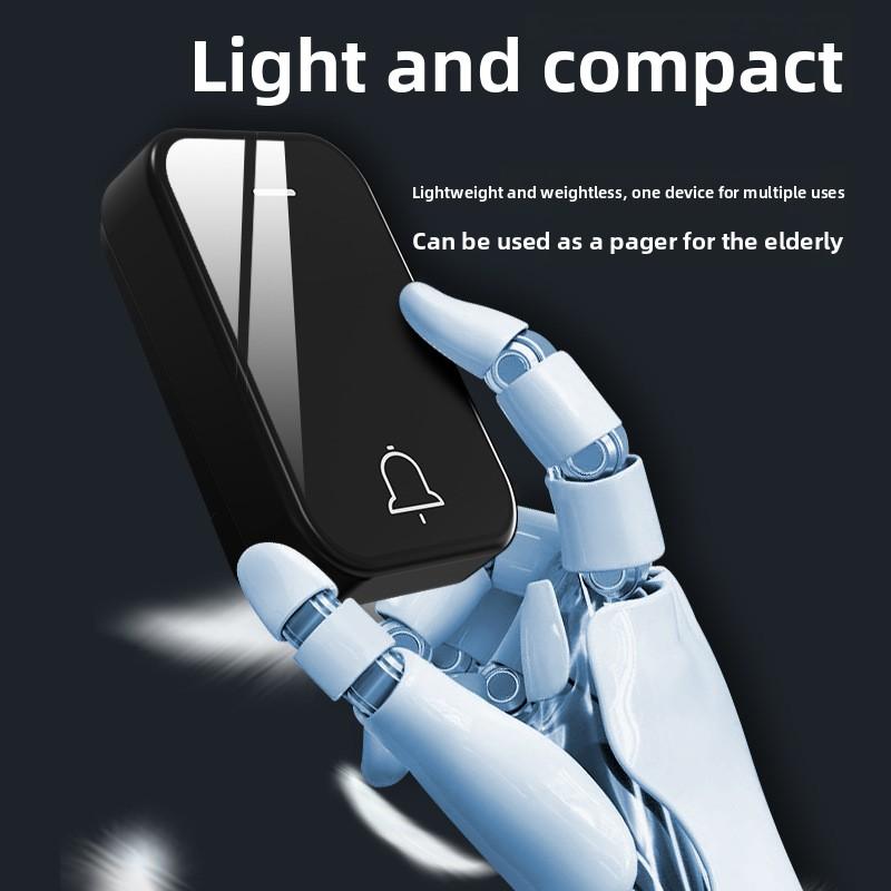 Черное зеркало Батарейный беспроводной дверной звонок Бытовой цифровой пульт дистанционного управления Музыкальный дверной звонок Дальнего действия Бипер для пожилых