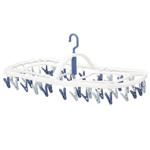 Kogure 44-Piece Clothes Drying Rack, Blue, Over-the-Door Hook for Indoor Drying, Stretchable Grip for Easy Hanging in High Places, Tangle-Resistant Cl