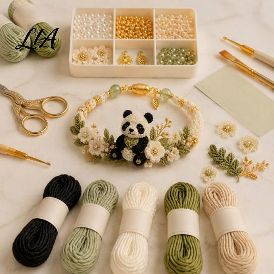 Handmade Bracelet Making Kit DIY Woven Animal Kit, Fox Cat Deer Bird Floral Crafts, Crochet Set for Beginners Adults Weaving