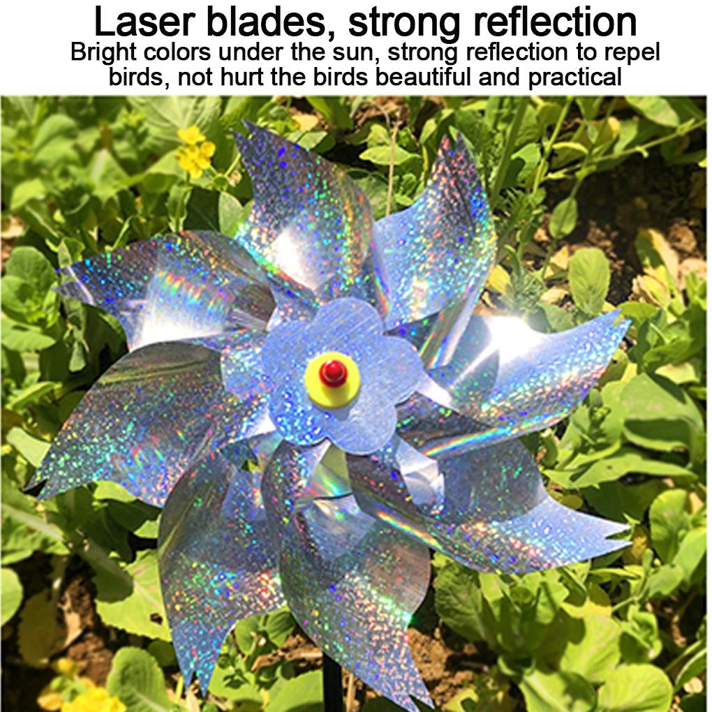 10 шт./лот Светоотражающая ветряная мельница Садовый отпугиватель птиц Отпугивает птиц светом и ветром Отпугиватель птиц для двора