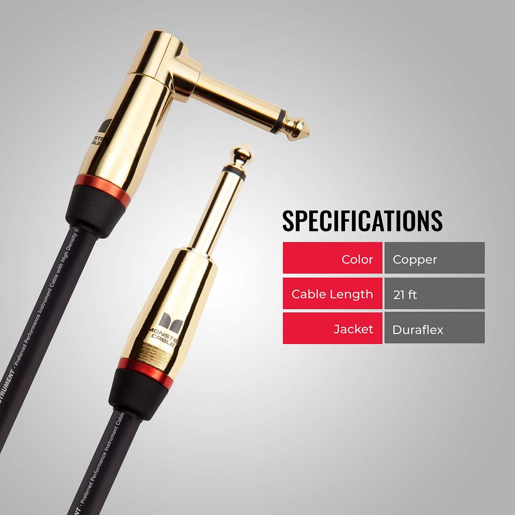 Monster Musical Instrument Guitar Cable M ROCK2-21A 21ft Straight XL Plug