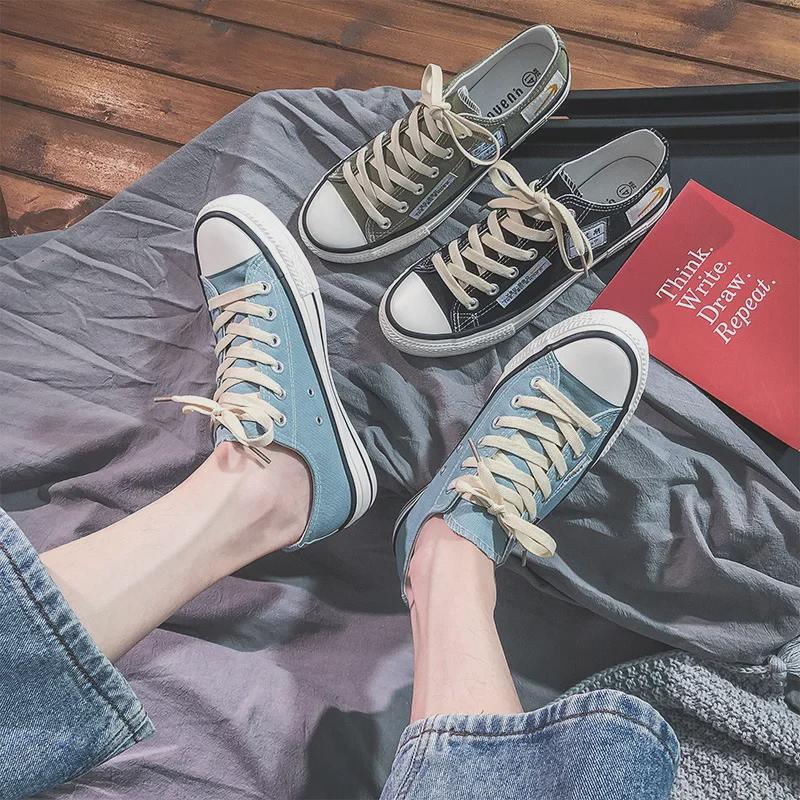 2024 Men's Korean Style Trendy Low-Top Canvas Shoes – Breathable, Casual, All-Match Sports Shoes for Students