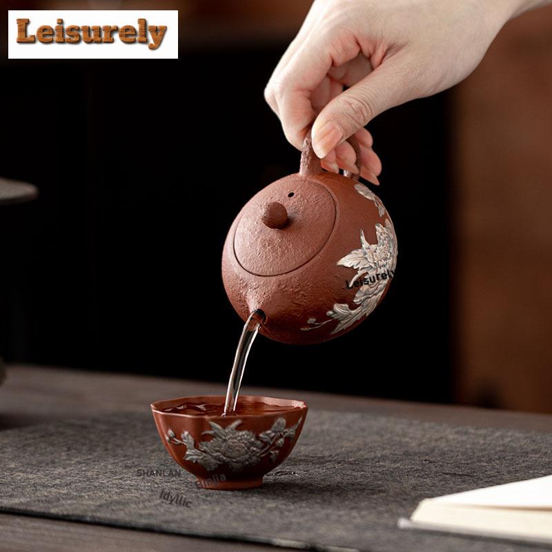 170 мл Позолоченный Серебряный Чайник Пион Сиши Традиционный Заварочный Чайник Чайник для Приготовления Чая с Ситечком Аксессуары для Кафе Украшение