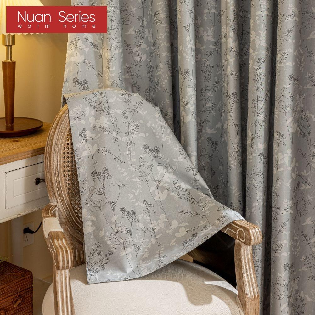 1PC Nuan Series Fashionable and Minimalist Grey Printed Curtains with Full Blackout Curtains for Bedroom Living Room Balcony Window for Home Decor