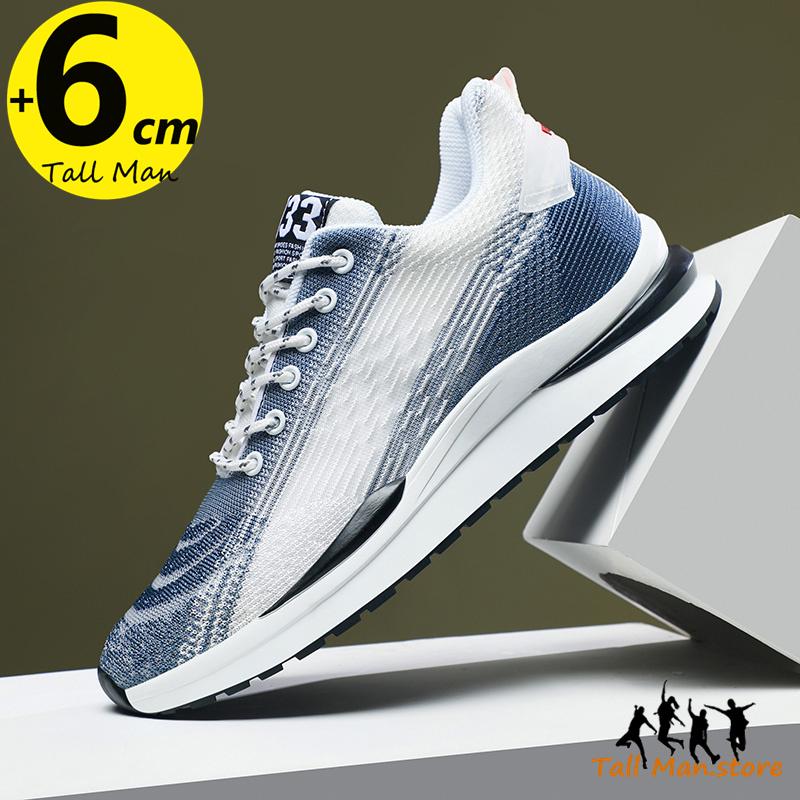 Men Sneakers High Elevator Shoes Man Sports Lift Height Increase Insole 6Cm Mesh Plus Size 37-44