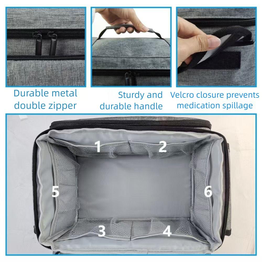 Large Capacity Medicine Kit Bag Sorted Storage Handle Medicine Carry Bag Portable Zippered Layered Medicine Boxes Camping