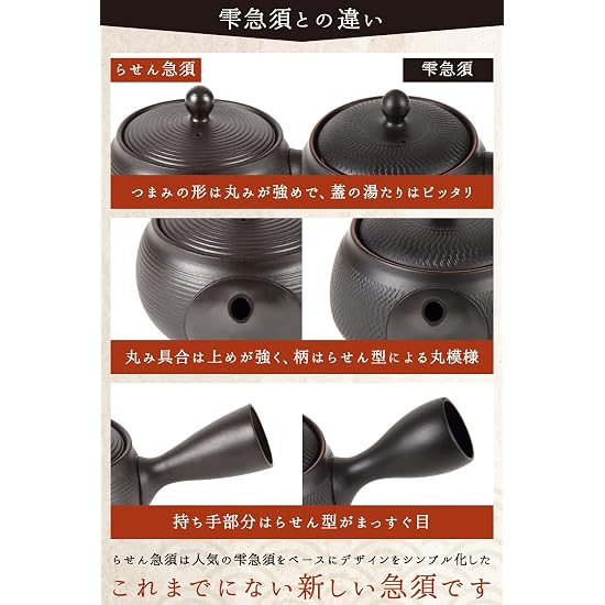Kitsusako Tokoname-yaki Spiral Kyusu Teapot 330ml [Includes Latest Filter Mesh] / Dark Gray Black, M