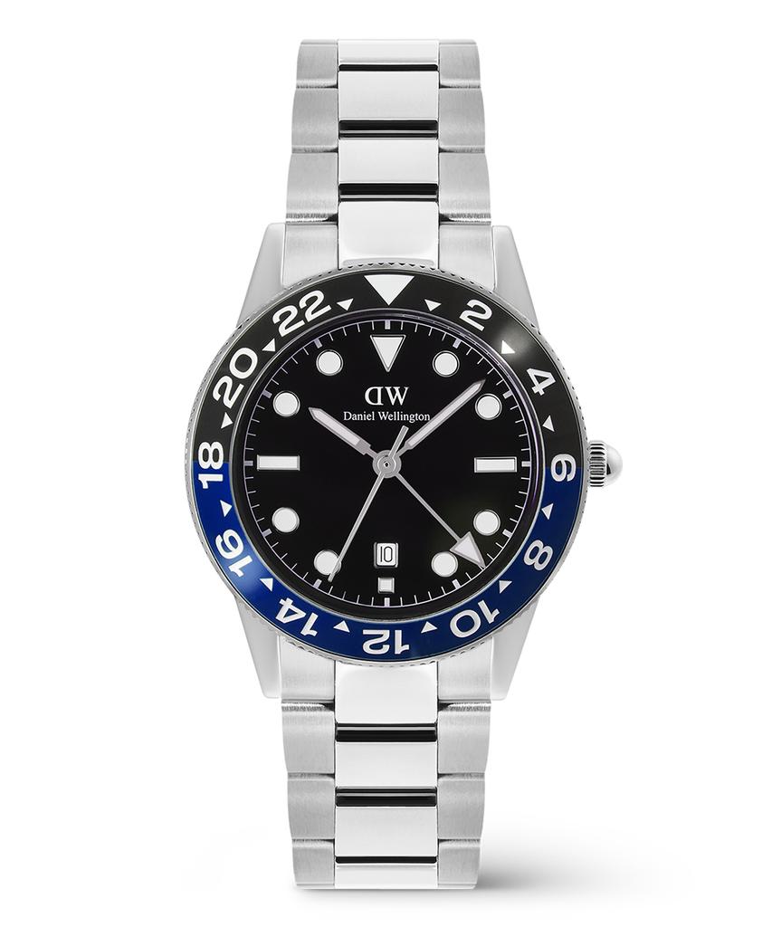 Danielwellingteon Iconic Gmt Link Men'S Metal Watch Black/Blue Ceramic Bezel