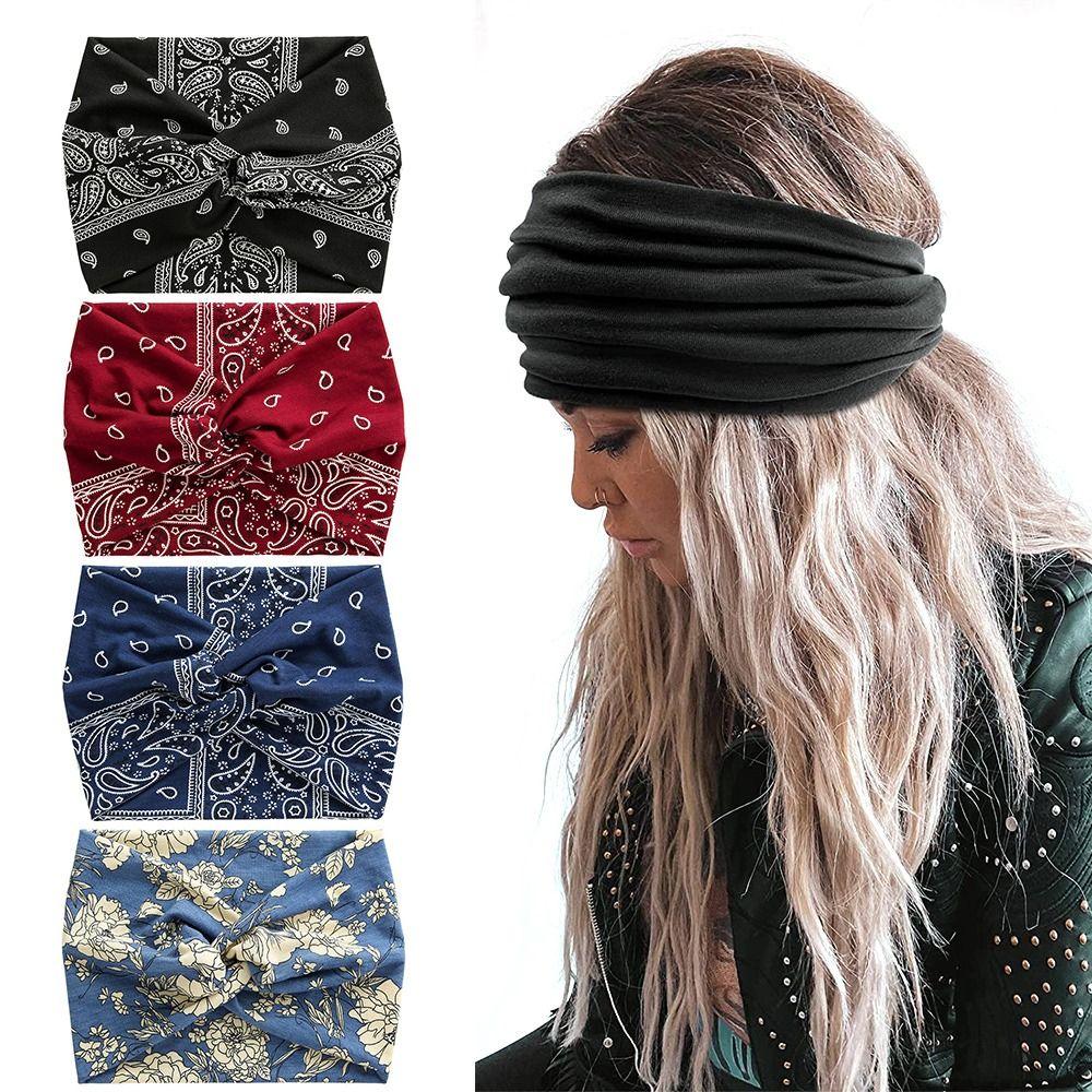 Fashion Twisted Thick Yoga Hair Bands Wide Headbands Head Wraps for Women Turban Workout Headband