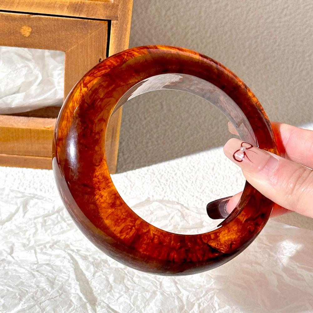 Bohemian Irregular Wide Bracelet Geometric Retro Hand Ring Unique Chunky Resin Bangle Gift