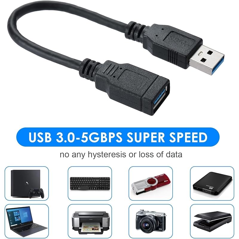Кабель-удлинитель YBBOTT USB 3.0 Папа A - Мама A, позолоченные разъемы, высокоскоростной USB-кабель 5 Гбит/с (0,2м) Компьютеры/Периферия›ПК