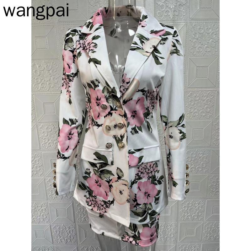 Женский осенне-зимний повседневный костюм с длинными рукавами, куртка с юбкой и принтом, комплект из двух предметов