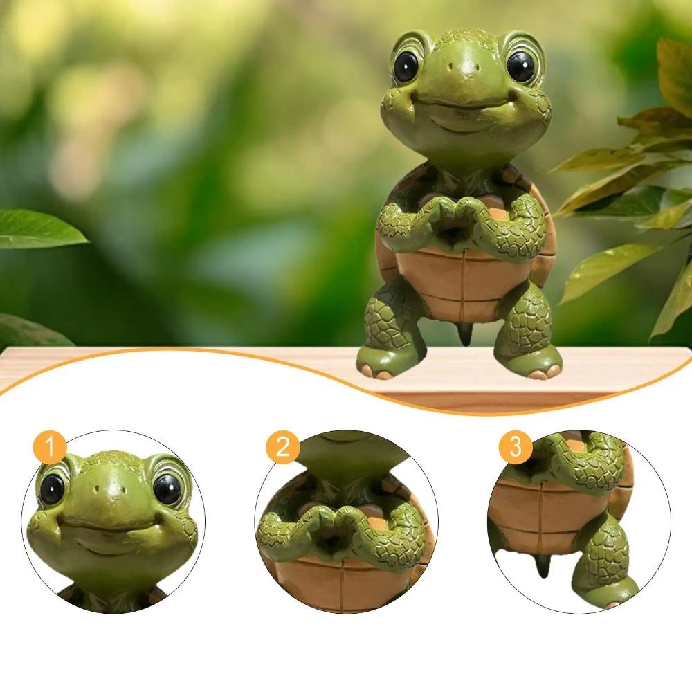 Weatherproof Miniature Turtle Figurine Cute Garden Turtle Ornament  For Pond Yard Porch