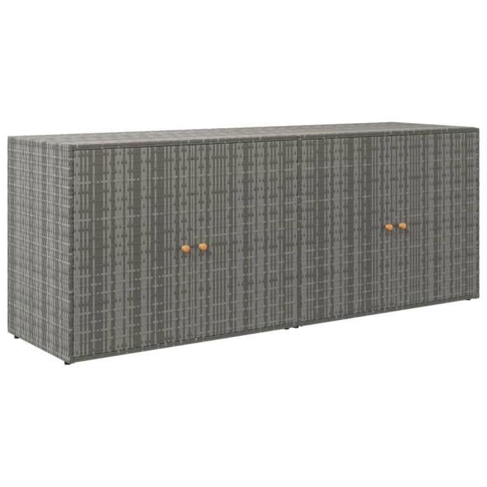 VidaXL Garden Storage Cabinet Grey 198x55.5x80 Cm Woven Resin, Garden Shed, Garden Storage Box, 319871