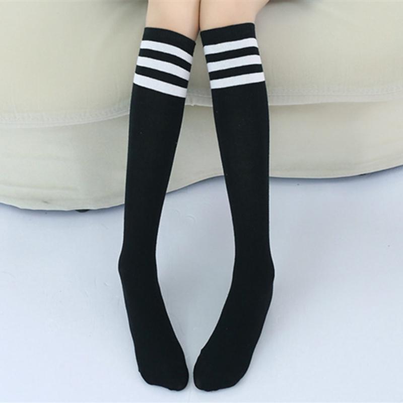 Kids Knee High Socks Girls Boys Football Stripes Cotton Sports School Socks