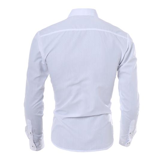 Lapel Long Sleeve Single-breasted Men Shirt Slim Fit Solid Color Business Dress Shirt Top Daily Clothing