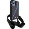 BMW Чехол M Edition Carbon Tricolor Lines & Strap для iPhone 15 Pro - черный