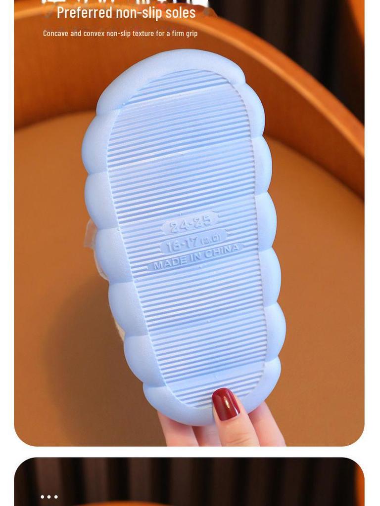 Детские водонепроницаемые хлопковые туфли с бархатной подкладкой - нескользящий дизайн с изображением мультяшного кролика для мальчиков и девочек