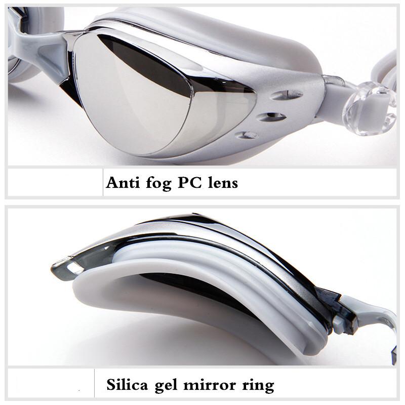 Спортивные взрослые очки для плавания с близорукостью для мужчин и женщин, диоптрийные очки для плавания, противотуманные водонепроницаемые силиконовые очки для плавания -1,5 до -8,0