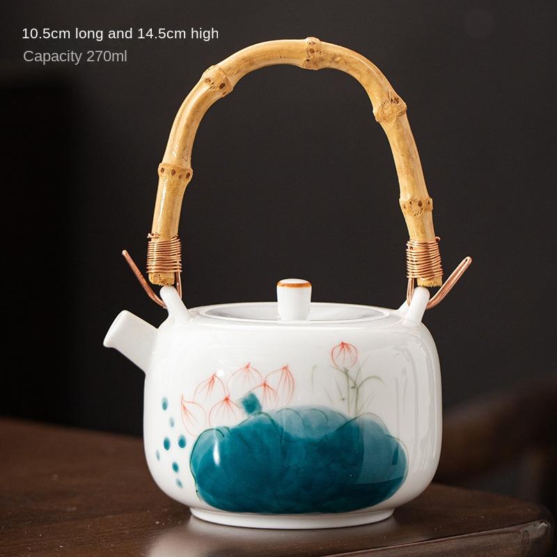 Hand-painted Japanese Style Lifting Pot Tea Pot Kung Fu Tea Set With Filter Coarse Ceramic Purple Clay Pot Ceramic Tea Pot Puer