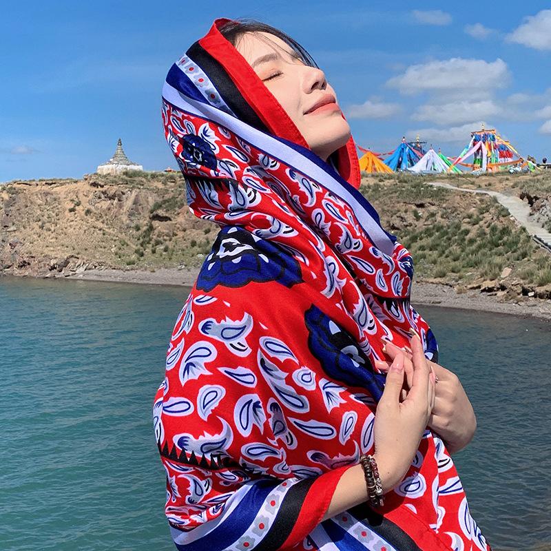 Thickened Women'S Travel Photography Shawl, Women'S Ethnic Style Scarf, Dual-Use Air-Conditioned Room Cloak