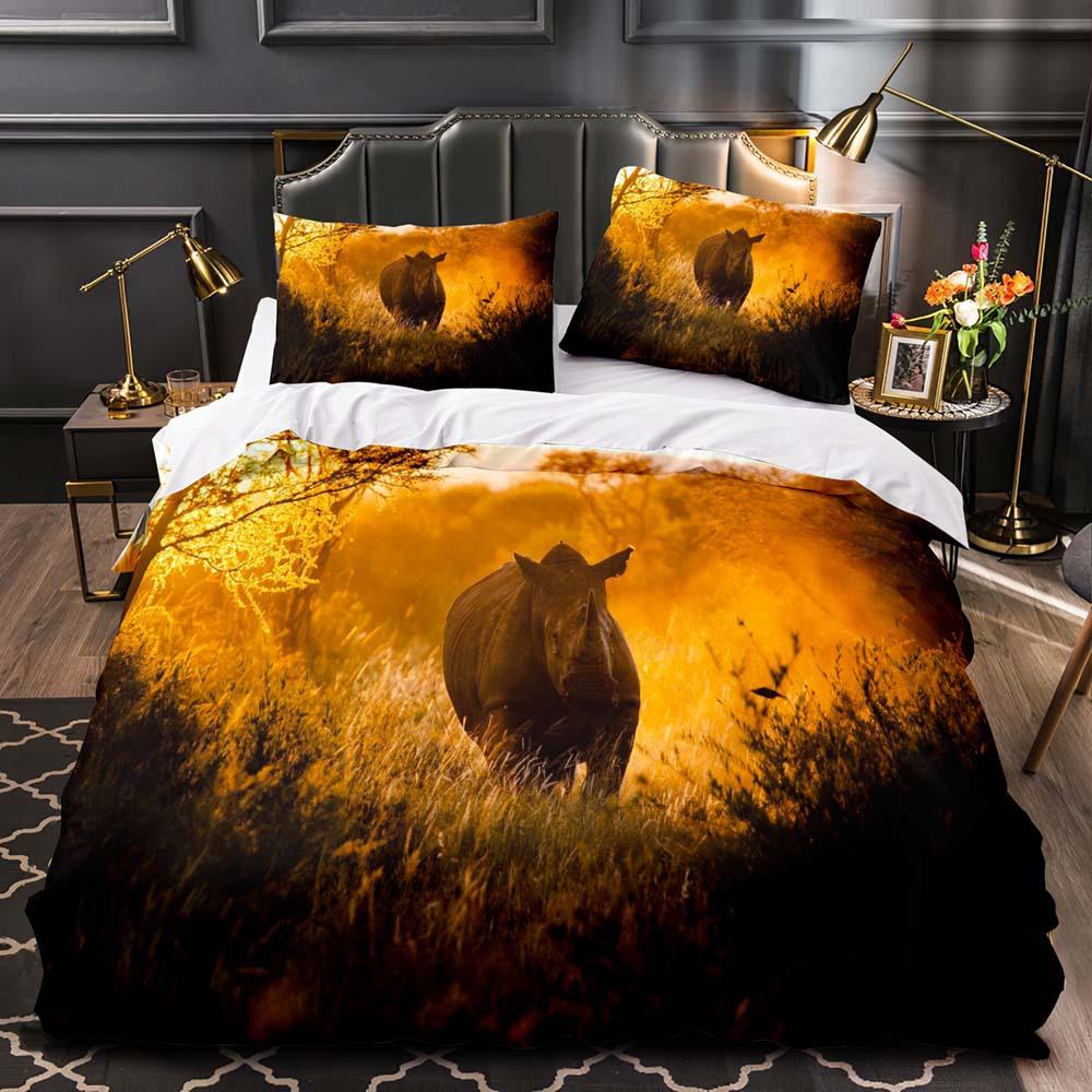 Lion King Queen Duvet Cover Watercolor Animal Bedding Collection For Kids Teens Adults Colorful Wildlife 23Pcs Polyester Quilt Cover