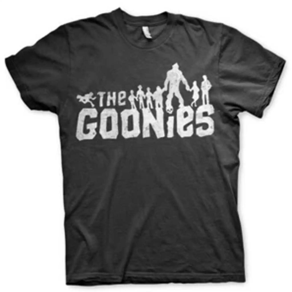 The Goonies Logo Group Shadows 1985 Film Unisexs T Shirt Black Vintage Graphic Breathable Homme Stylish