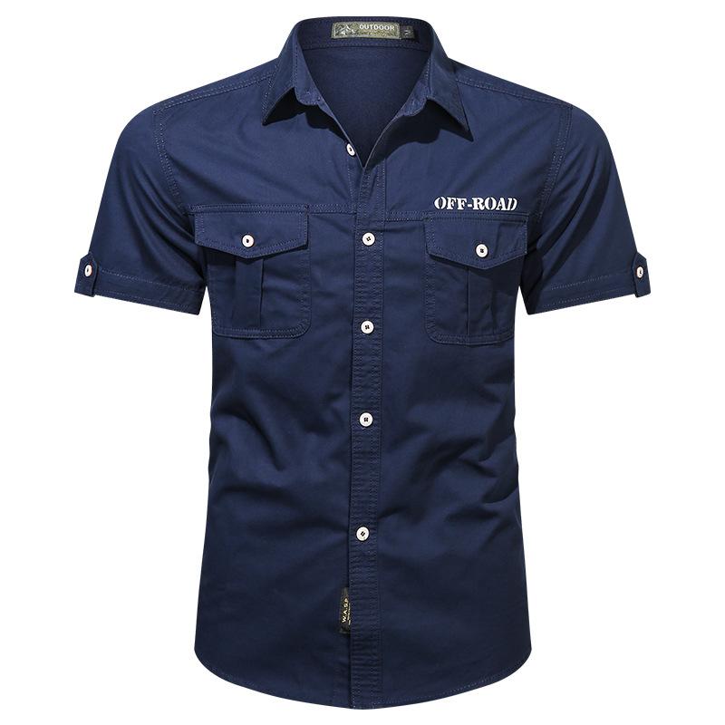 Летняя рубашка с короткими рукавами, тонкая секция, мужская, повседневная, большого размера, с несколькими карманами, молодежная рабочая рубашка, удобные и прочные мужские топы