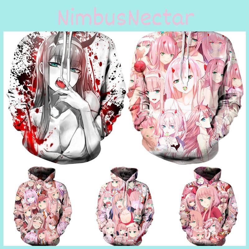 Уютное и стильное аниме худи унисекс с рисунком Zero Two из Darling In The Franxx