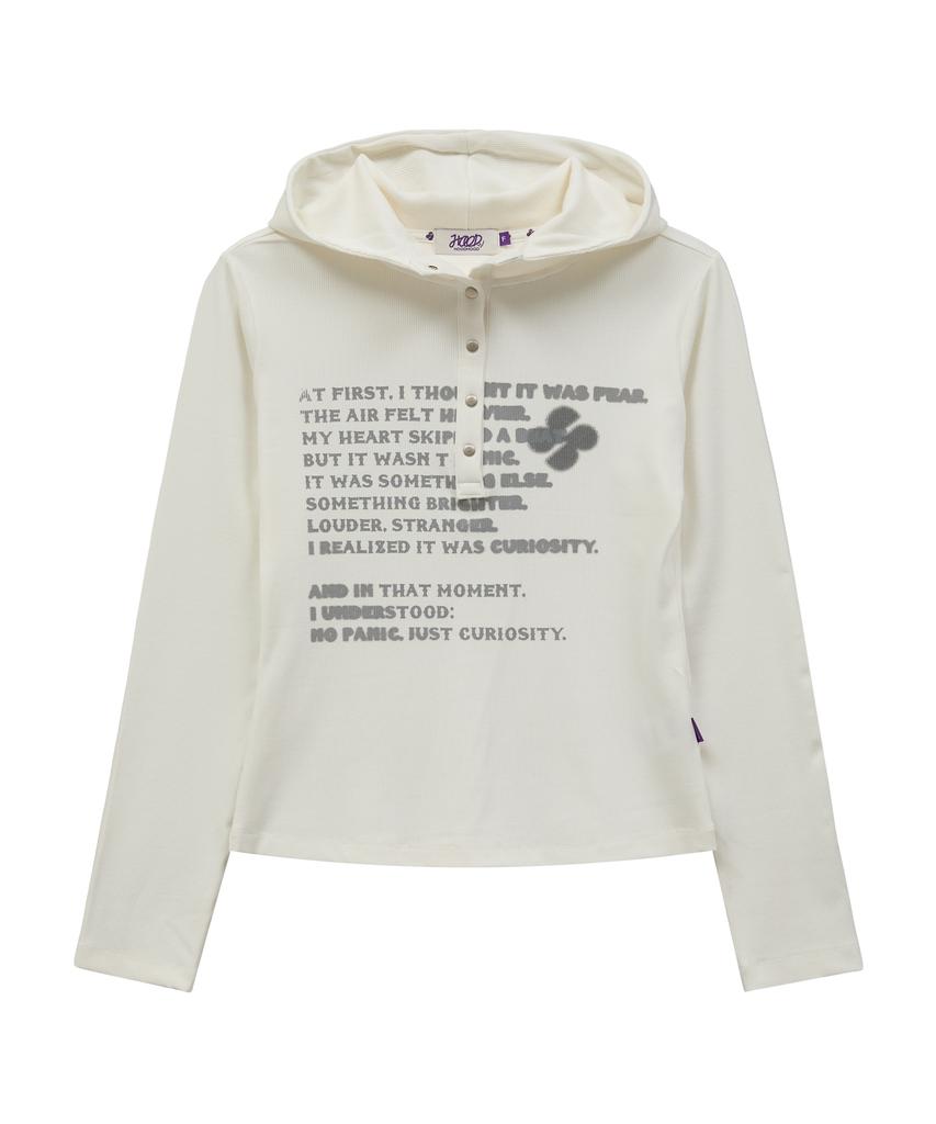 HOODHOOD Clover Typo Hooded Long Sleeve T-Shirt Ivory