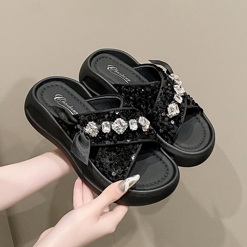 Модные пляжные туфли Домашние тапочки Тапочки на платформе Женские шлепанцы Сабо Натуральная кожа 2025 Женская обувь из натуральной кожи Женские тапочки