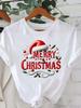 (Asian Size) New Year Tee Merry Christmas Festival O-neck Clothing Lovely Trend Style Women's Top T Print Fashion Ladies Graphic T-shirts
