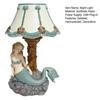 Resin Mermaid Table Lamp Hand-Painted Mermaid Night Light with USB Port Desk Lamp for Bedroom Living Room Decor