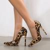 Size 35-42 Sexy Leopard Grain Shoes Women Pumps Pointed Toe Slip-On Slingback High Heels Party Nightclub Stiletto Mules