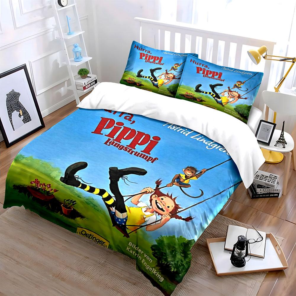 Pippi Longstocking Swing Fun Bedding Duvet Cover Set Duvet Cover Pillowcases (1*Duvet Cover 2*Pillowcases, without duvet insert)