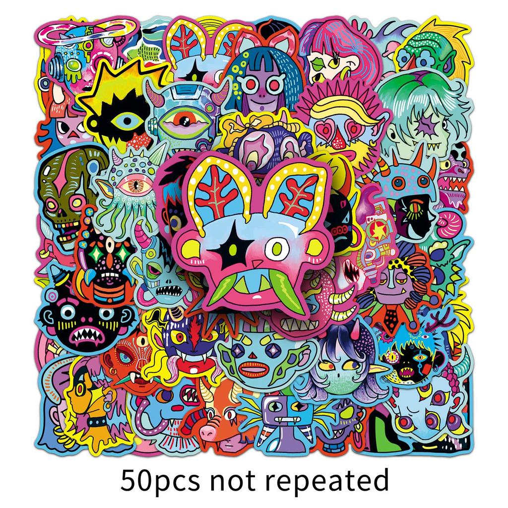 50 Original Bizarre Person Stickers, Horror Halloween Creative Waterproof Decoration Phone Case Planner Stickers