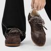 Round Head Hiking Shoes Simple Thin Sole Retro Men'S Lace-Up Commuter Casual Forrest Gump Shoes