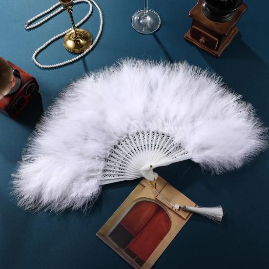 Винтажный складной веер из перьев, ручной веер для свадебной вечеринки, переносной летний веер, украшение для танцевального представления, аксессуары для вечеринок